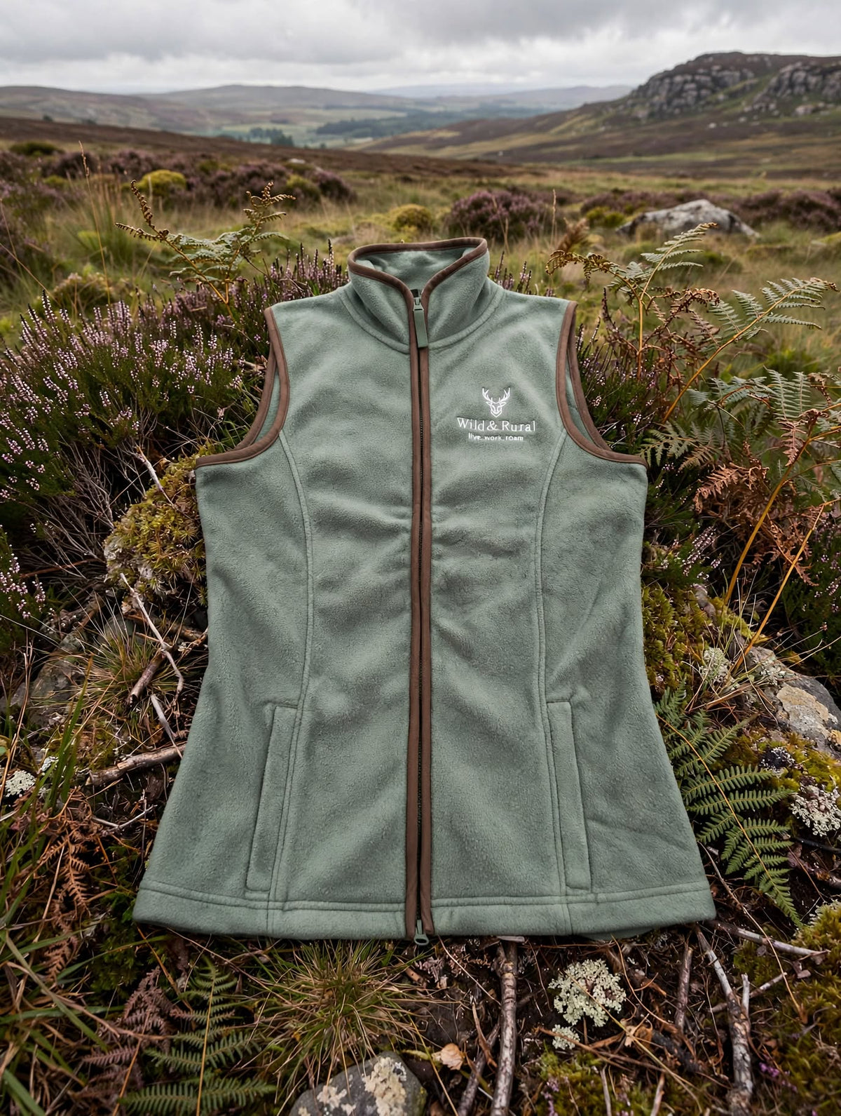 Fleece Gilet – Forest Green, Women's Fitted