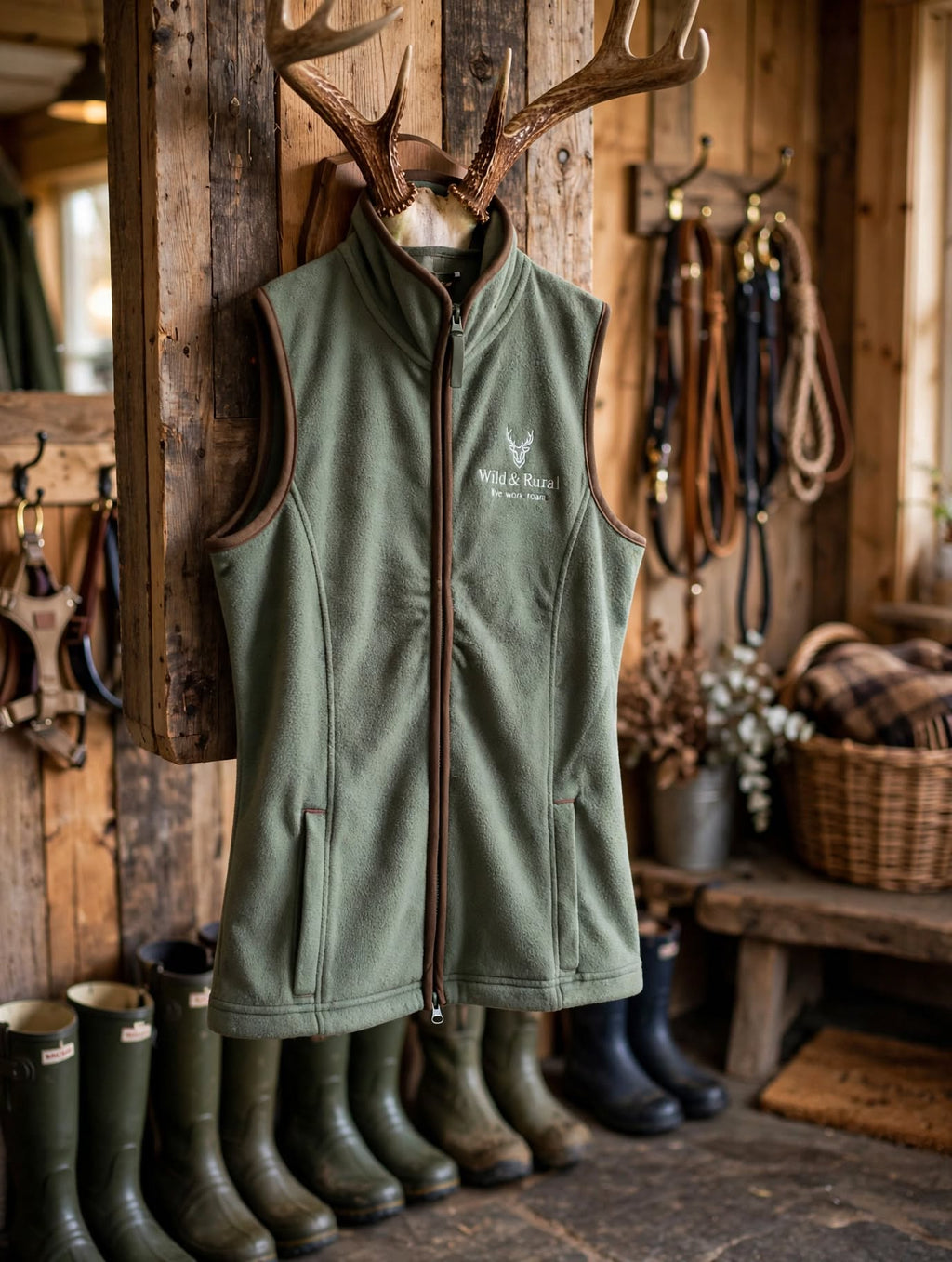 Fleece Gilet – Forest Green, Women's Fitted